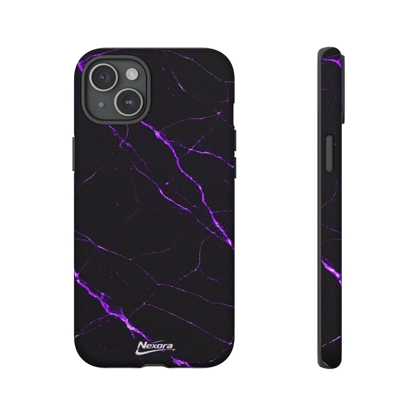Nexora Purple Lightning Marble Phone Case — Tough Protective Phone Case