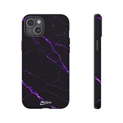 Nexora Purple Lightning Marble Phone Case — Tough Protective Phone Case