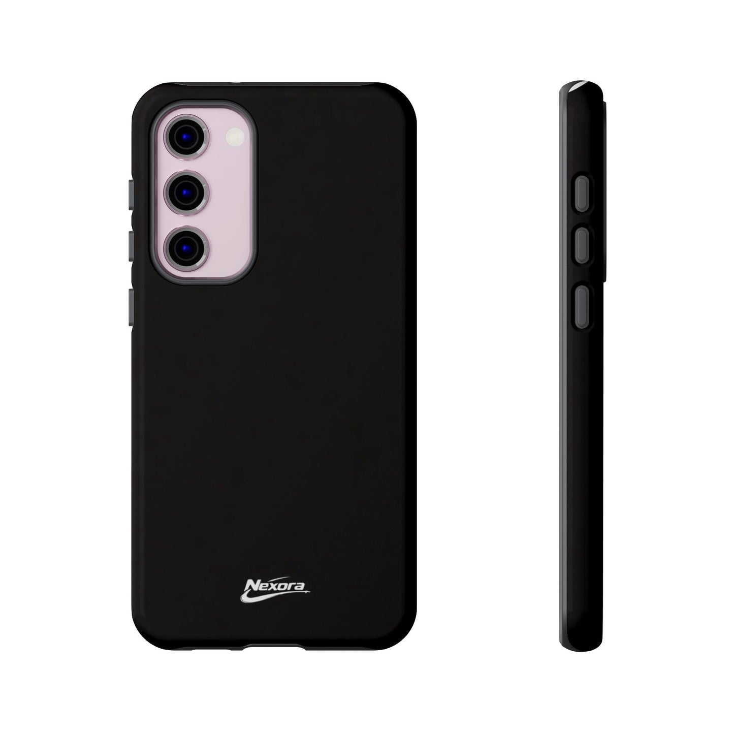Nexora Black Tough Phone Case – Protective Slim Armor with Logo