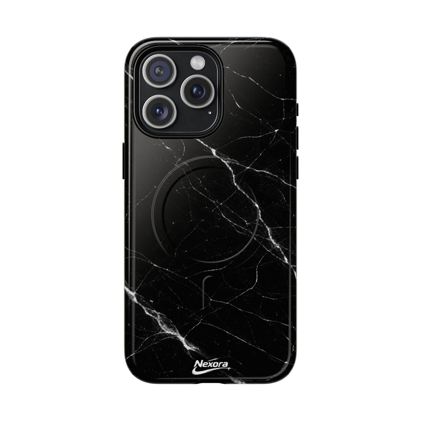Nexora Magnetic Tough Phone Case - Black Marble Protective Cover
