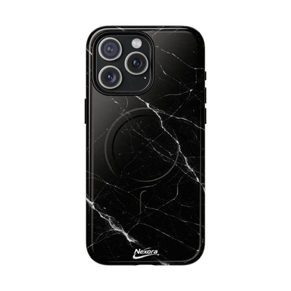 Nexora Magnetic Tough Phone Case - Black Marble Protective Cover