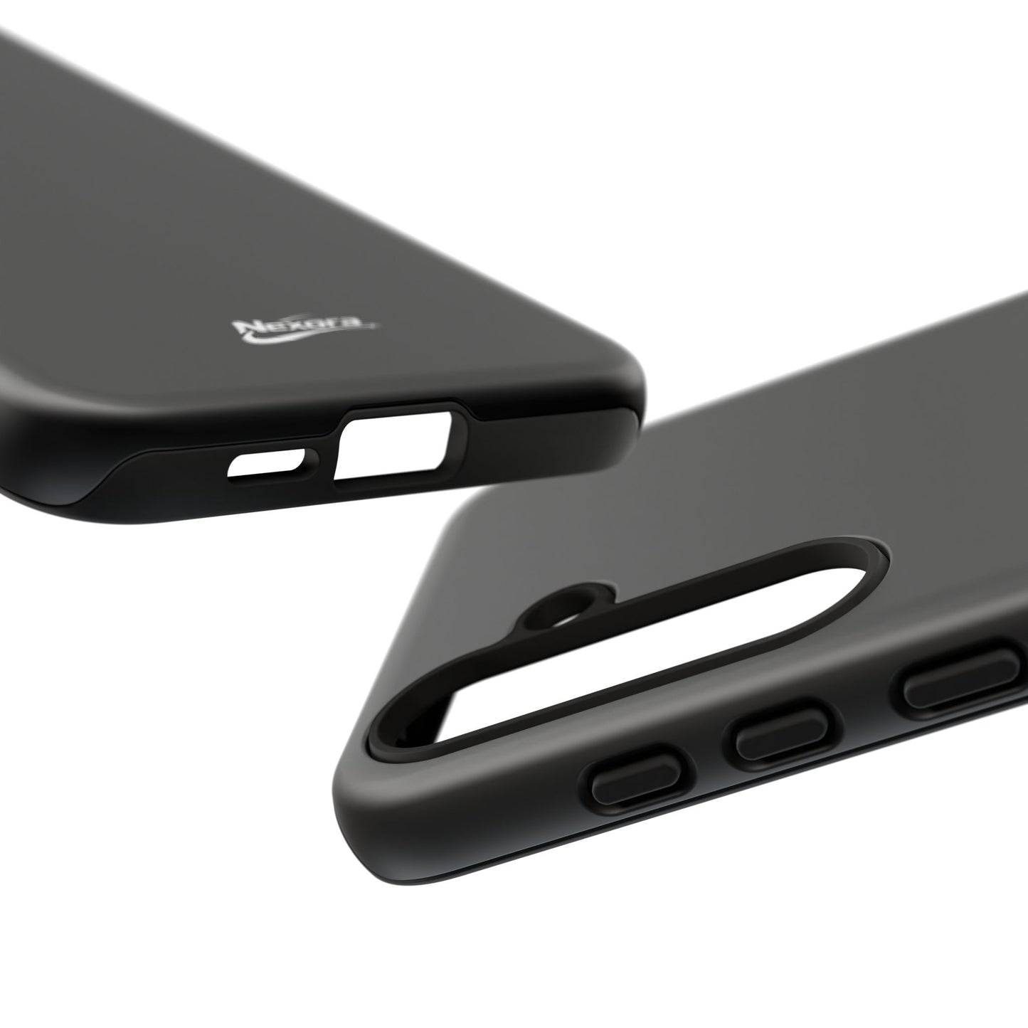 Nexora Black Tough Phone Case – Protective Slim Armor with Logo