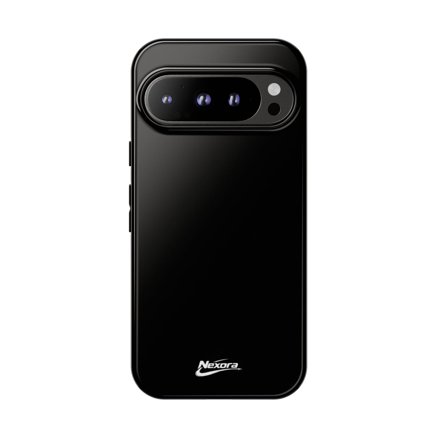 Nexora Black Tough Phone Case – Protective Slim Armor with Logo