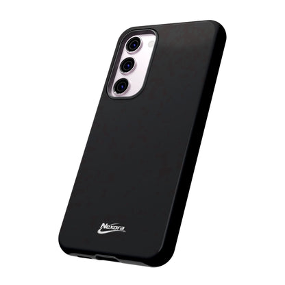 Nexora Black Tough Phone Case – Protective Slim Armor with Logo
