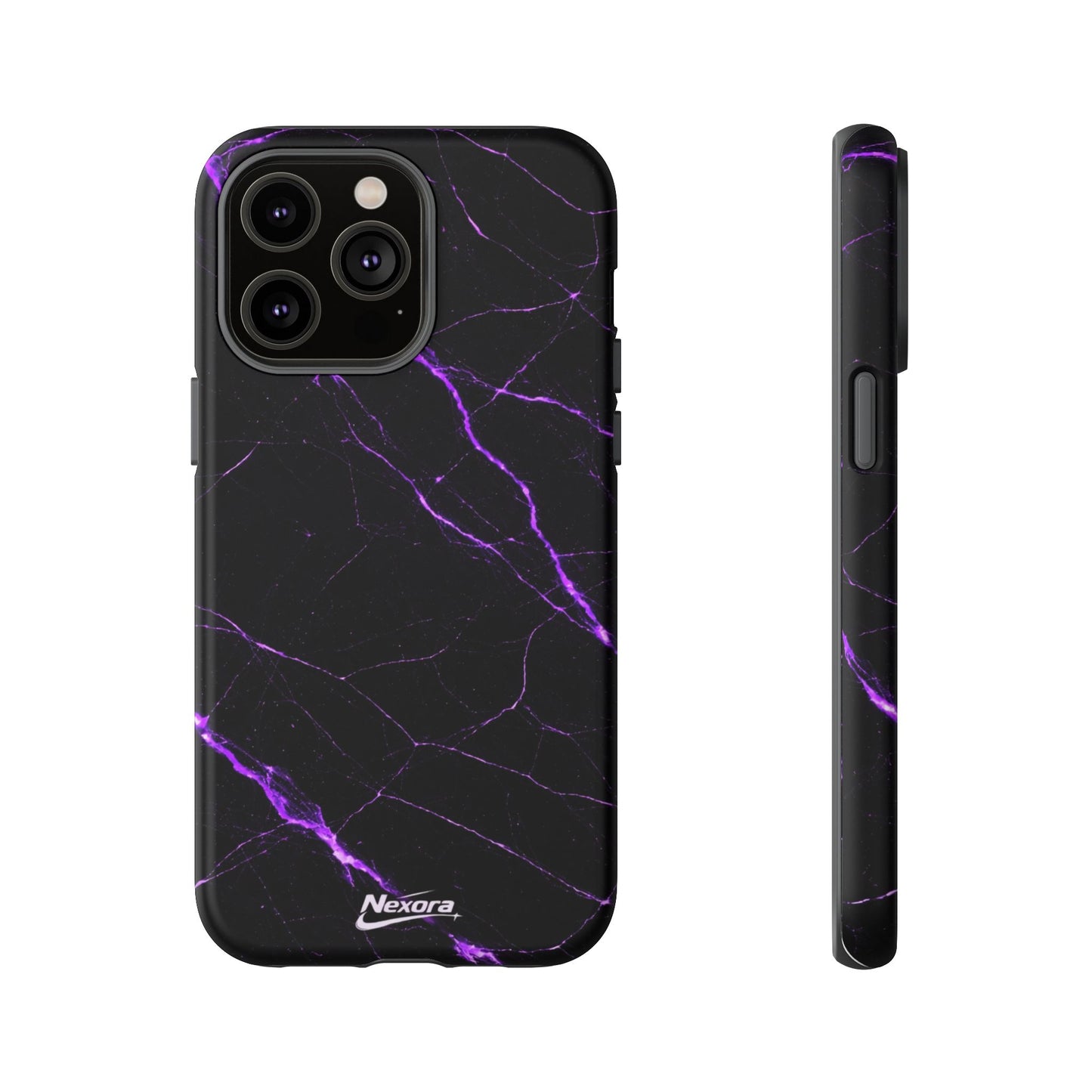 Nexora Purple Lightning Marble Phone Case — Tough Protective Phone Case