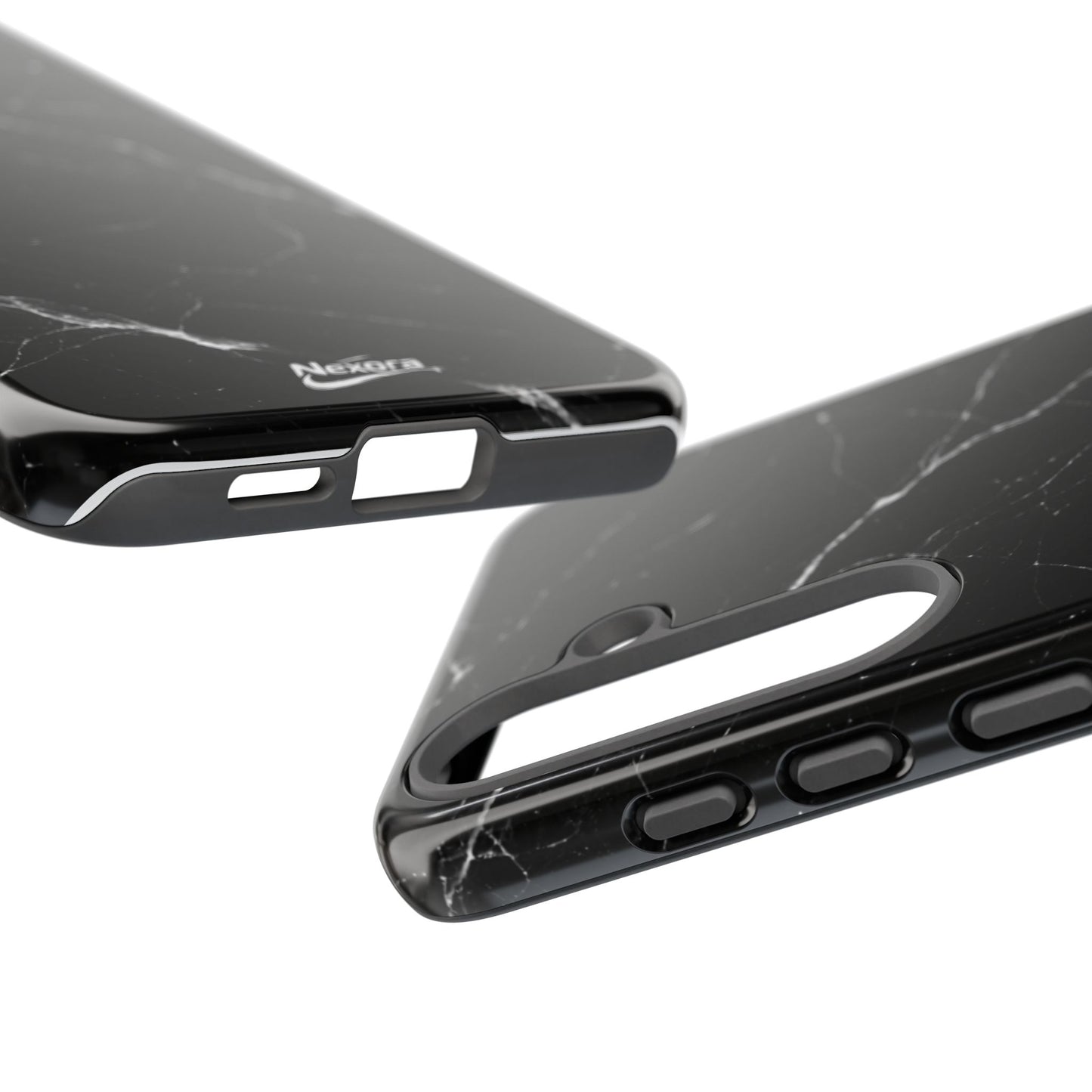 Nexora Black Marble Phone Case — Sleek Tough Protective Case with White Veining