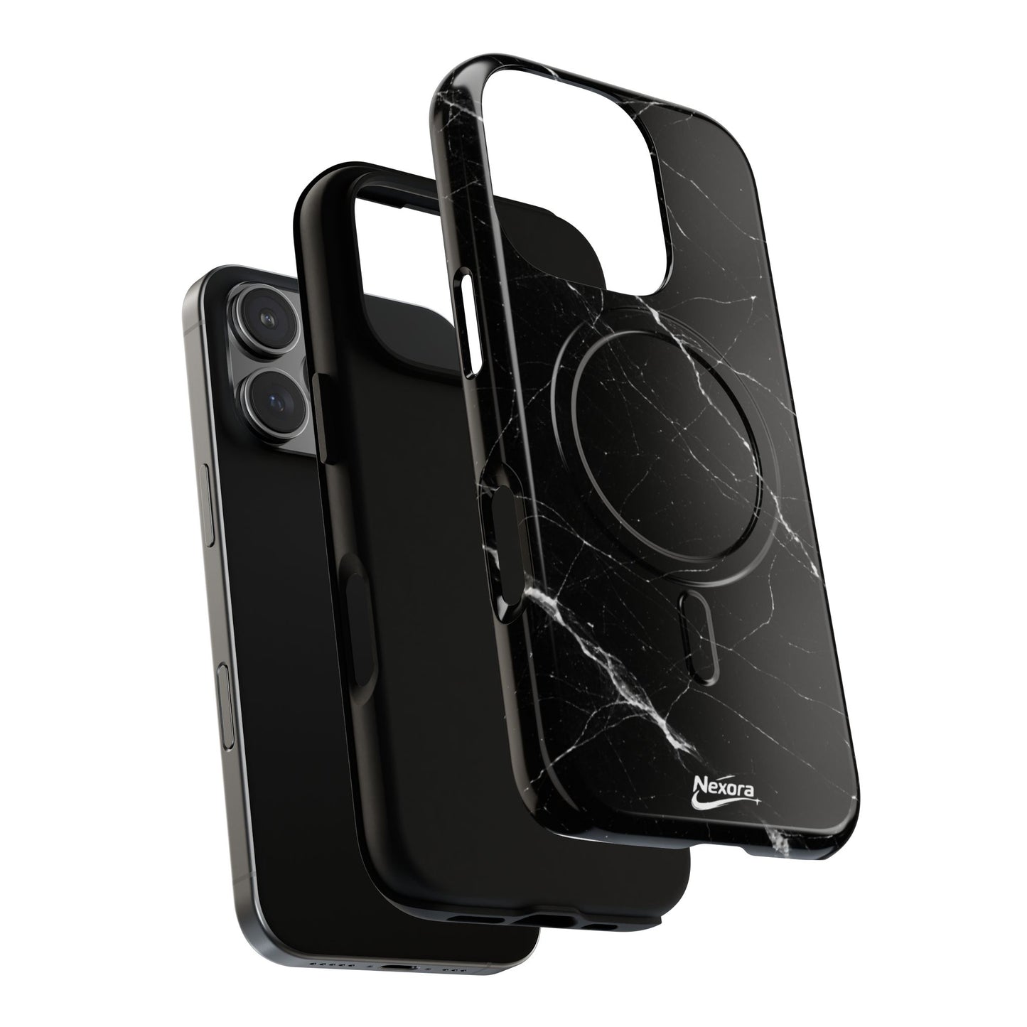 Nexora Magnetic Tough Phone Case - Black Marble Protective Cover