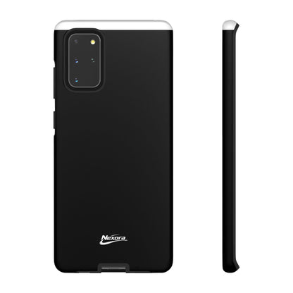 Nexora Black Tough Phone Case – Protective Slim Armor with Logo