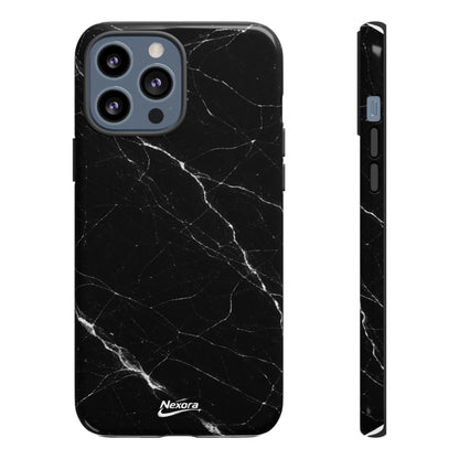 Nexora Black Marble Tough Phone Case — Slim Protective iPhone Cover