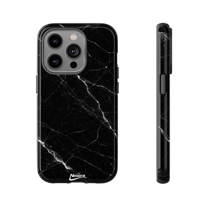 Nexora Black Marble Tough Phone Case — Slim Protective iPhone Cover