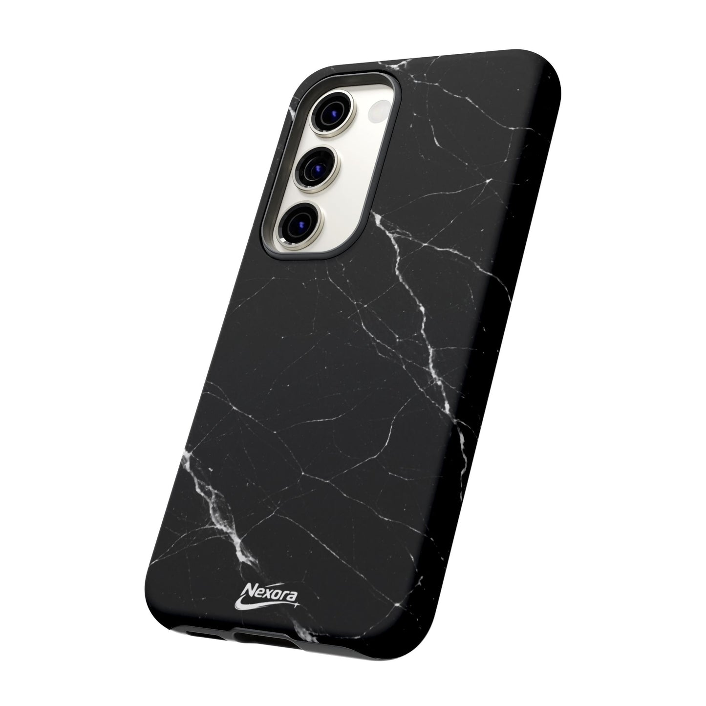 Nexora Black Marble Phone Case — Sleek Tough Protective Case with White Veining