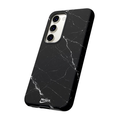 Nexora Black Marble Phone Case — Sleek Tough Protective Case with White Veining