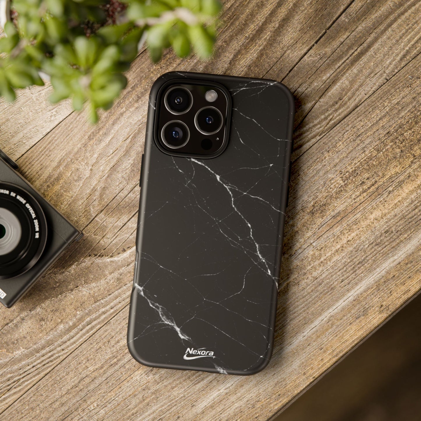 Nexora Black Marble Tough Phone Case — Slim Protective iPhone Cover