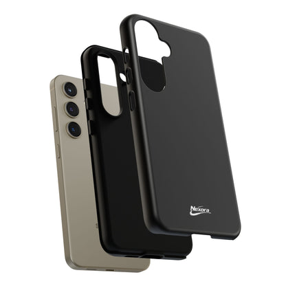 Nexora Black Tough Phone Case – Protective Slim Armor with Logo