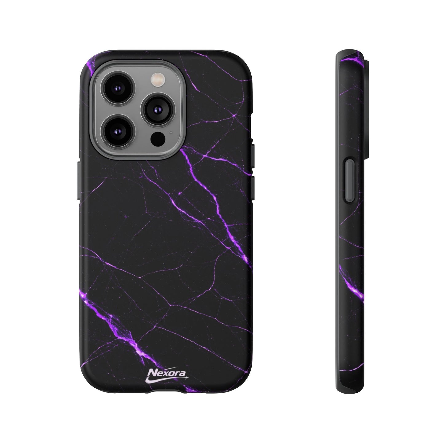 Nexora Purple Lightning Marble Phone Case — Tough Protective Phone Case