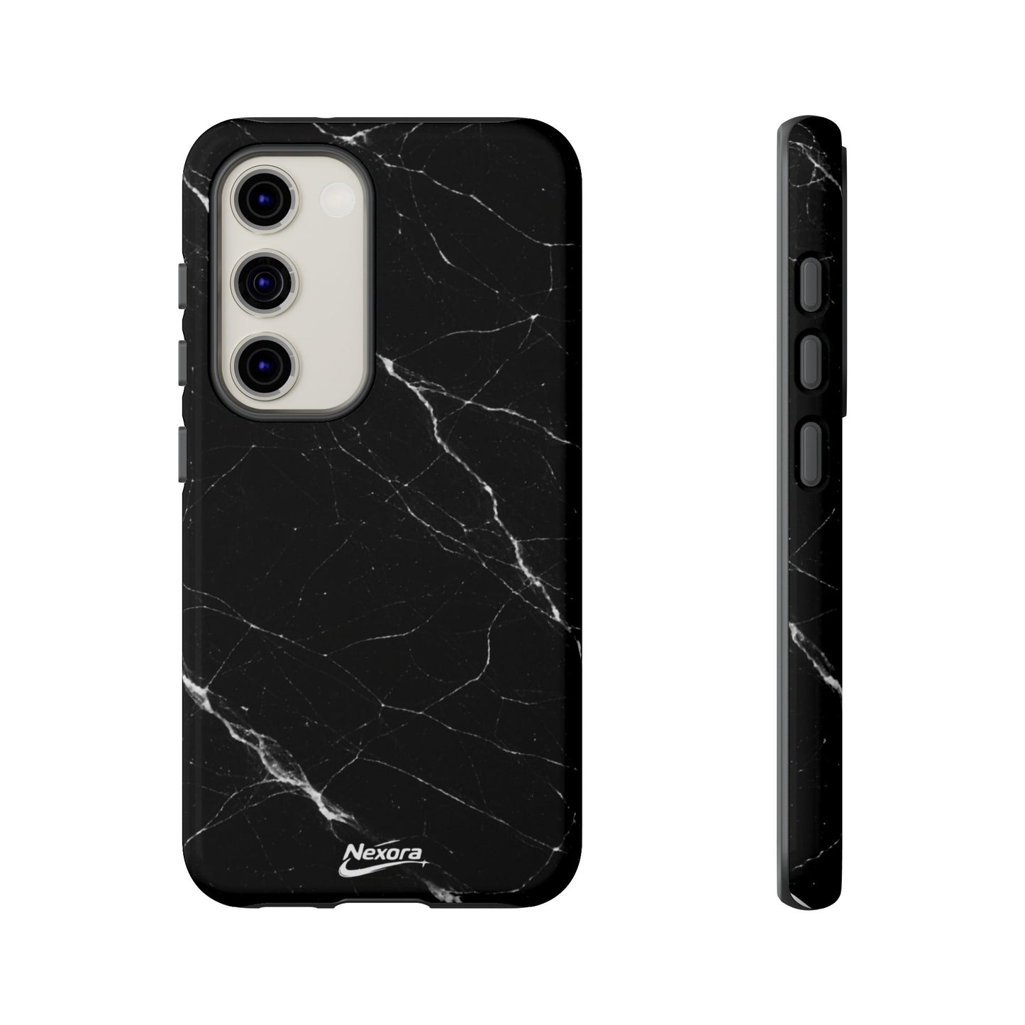 Nexora Black Marble Phone Case — Sleek Tough Protective Case with White Veining