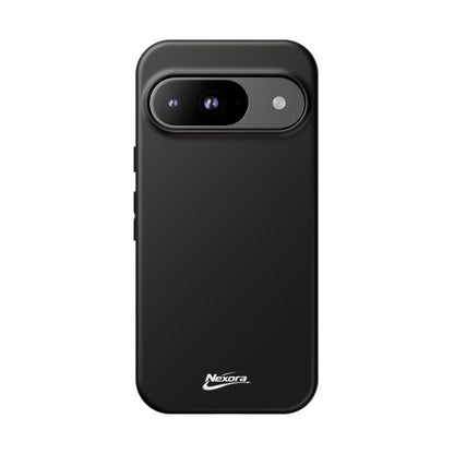 Nexora Black Tough Phone Case – Protective Slim Armor with Logo