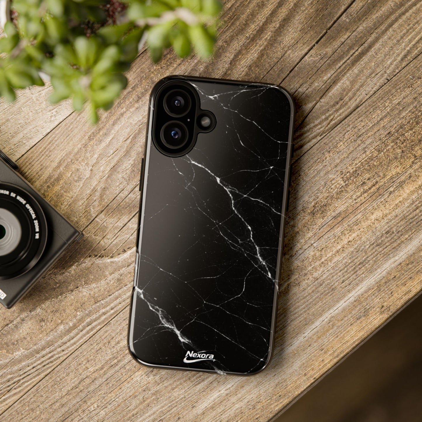 Nexora Black Marble Tough Phone Case — Slim Protective iPhone Cover