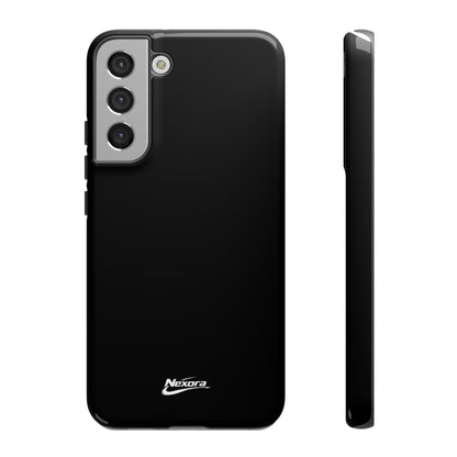 Nexora Black Tough Phone Case – Protective Slim Armor with Logo