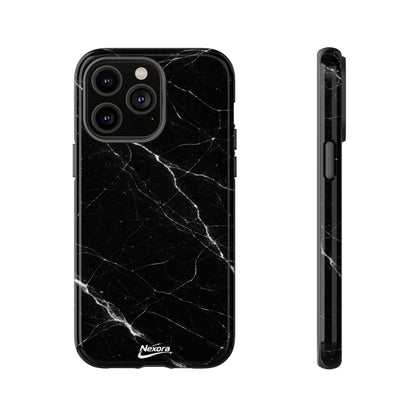 Nexora Black Marble Tough Phone Case — Slim Protective iPhone Cover