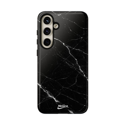 Nexora Black Marble Phone Case — Sleek Tough Protective Case with White Veining