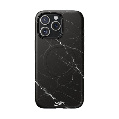 Nexora Magnetic Tough Phone Case - Black Marble Protective Cover