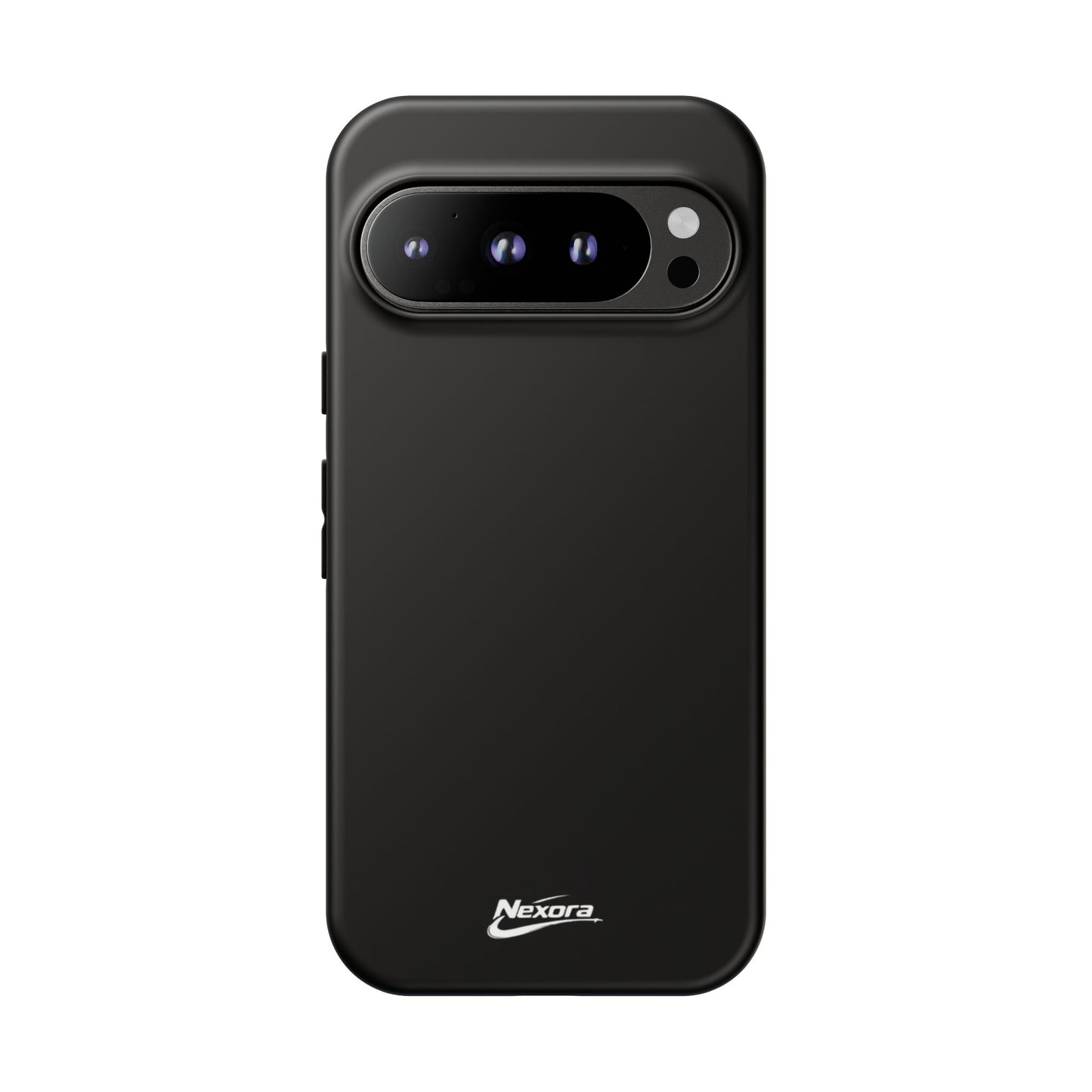 Nexora Black Tough Phone Case – Protective Slim Armor with Logo
