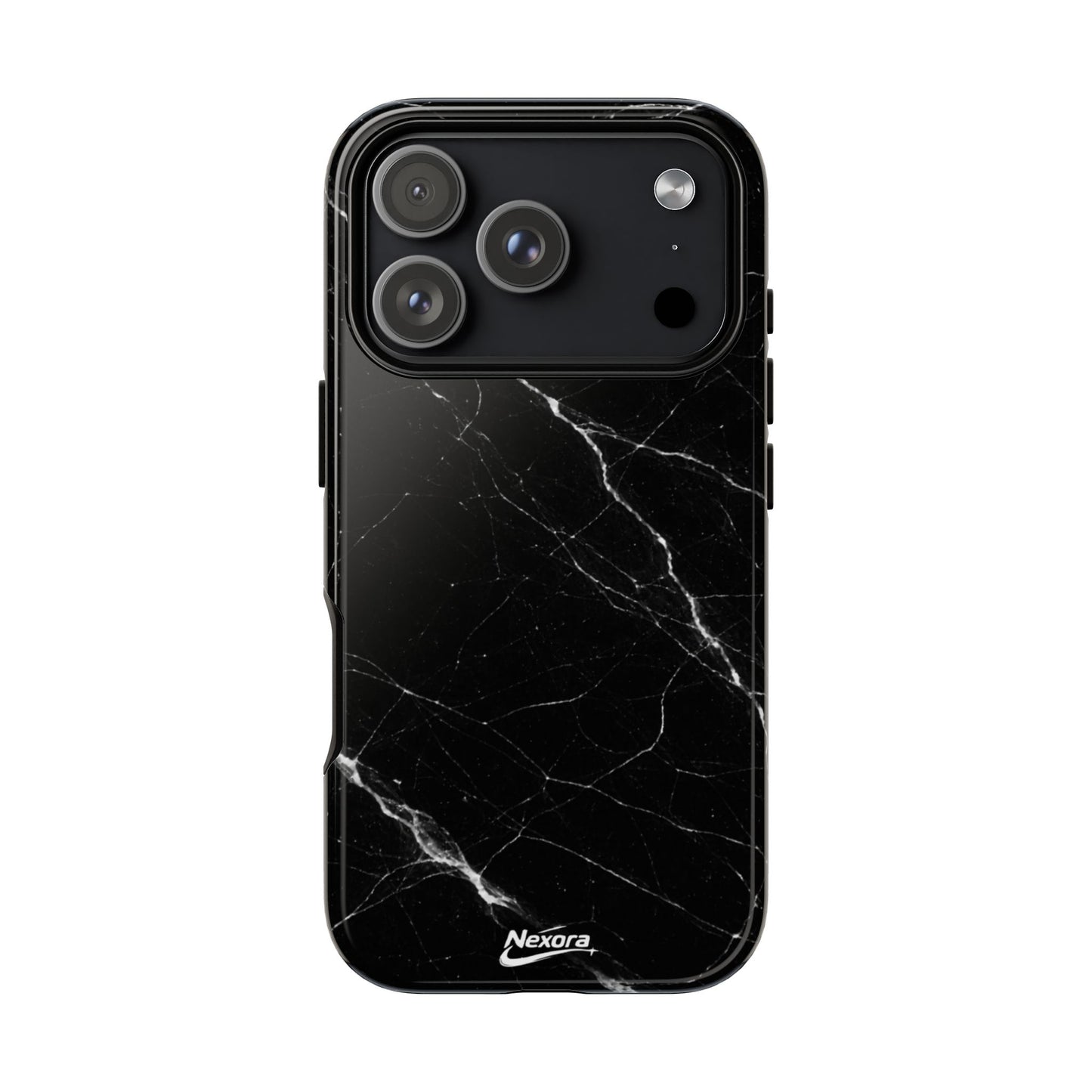 Nexora Black Marble Tough Phone Case — Slim Protective iPhone Cover
