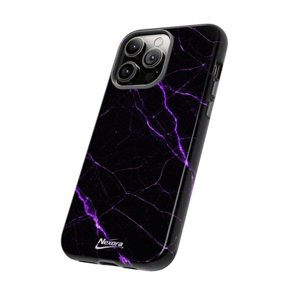 Nexora Purple Lightning Marble Phone Case — Tough Protective Phone Case