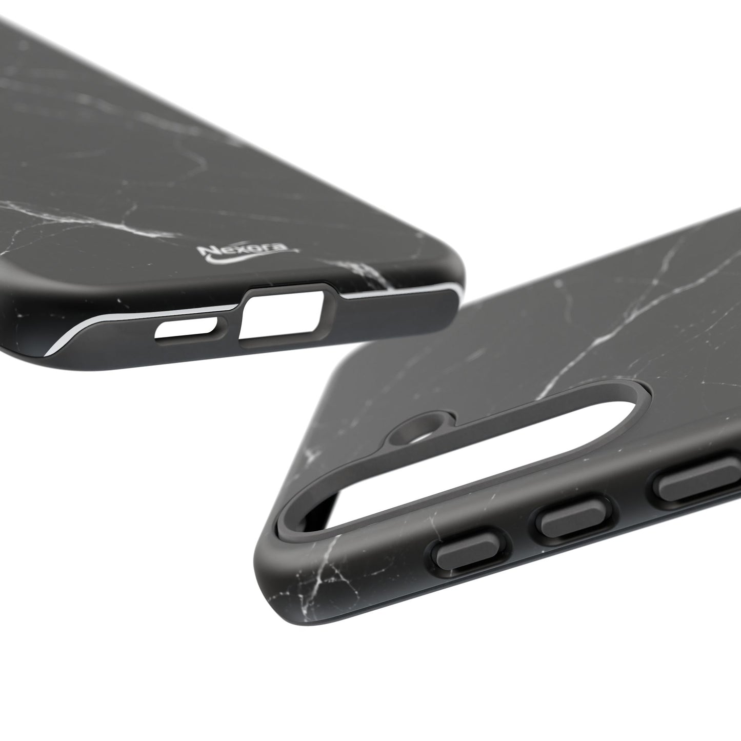 Nexora Black Marble Phone Case — Sleek Tough Protective Case with White Veining