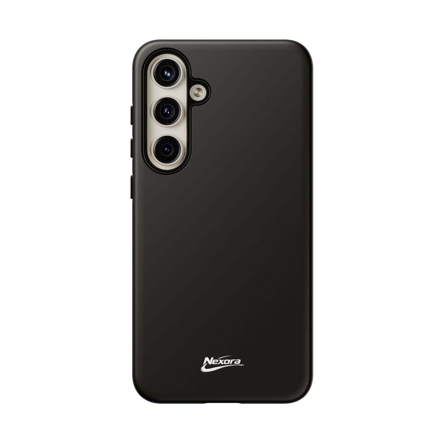 Nexora Black Tough Phone Case – Protective Slim Armor with Logo
