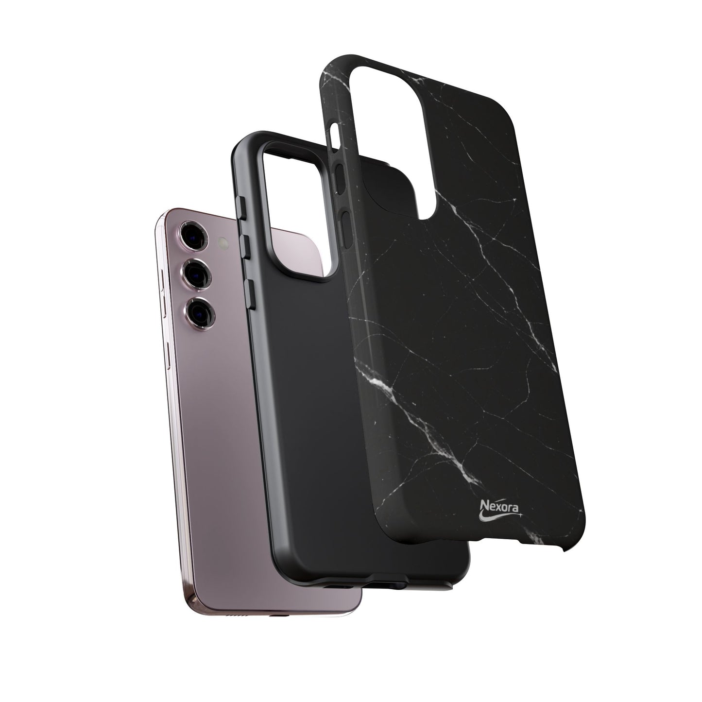 Nexora Black Marble Phone Case — Sleek Tough Protective Case with White Veining