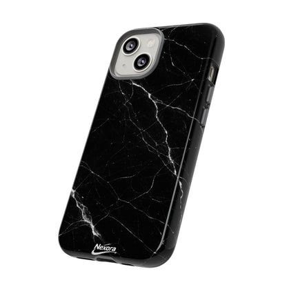 Nexora Black Marble Tough Phone Case — Slim Protective iPhone Cover