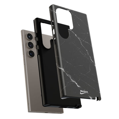 Nexora Black Marble Phone Case — Sleek Tough Protective Case with White Veining