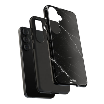 Nexora Black Marble Phone Case — Sleek Tough Protective Case with White Veining