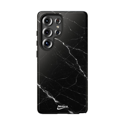 Nexora Black Marble Phone Case — Sleek Tough Protective Case with White Veining