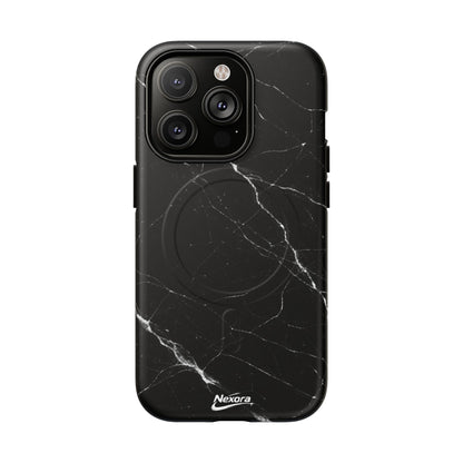 Nexora Magnetic Tough Phone Case - Black Marble Protective Cover