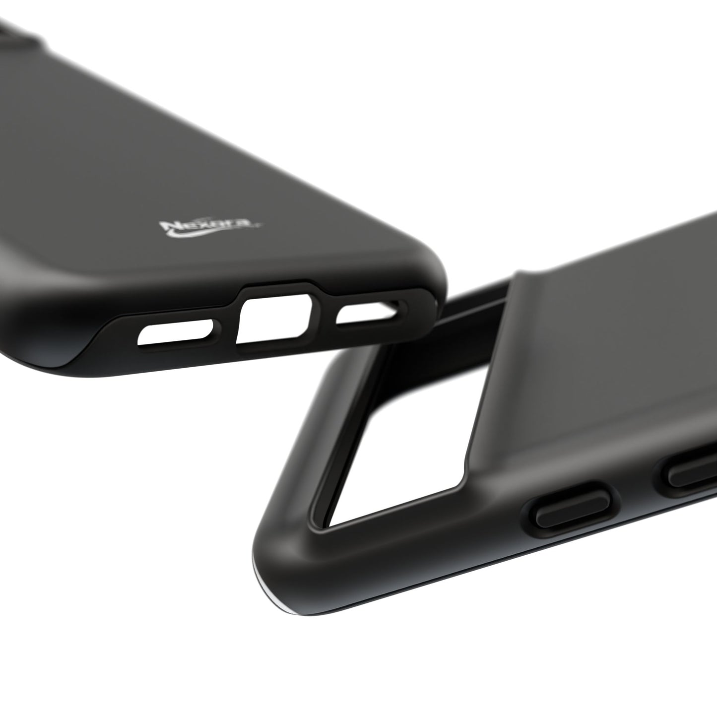Nexora Black Tough Phone Case – Protective Slim Armor with Logo