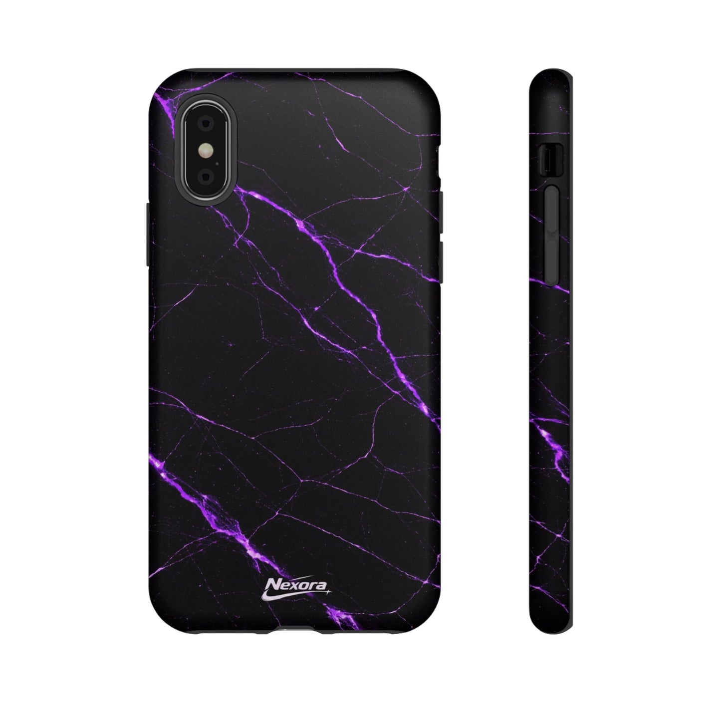 Nexora Purple Lightning Marble Phone Case — Tough Protective Phone Case
