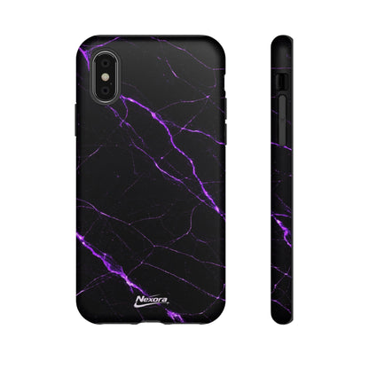 Nexora Purple Lightning Marble Phone Case — Tough Protective Phone Case