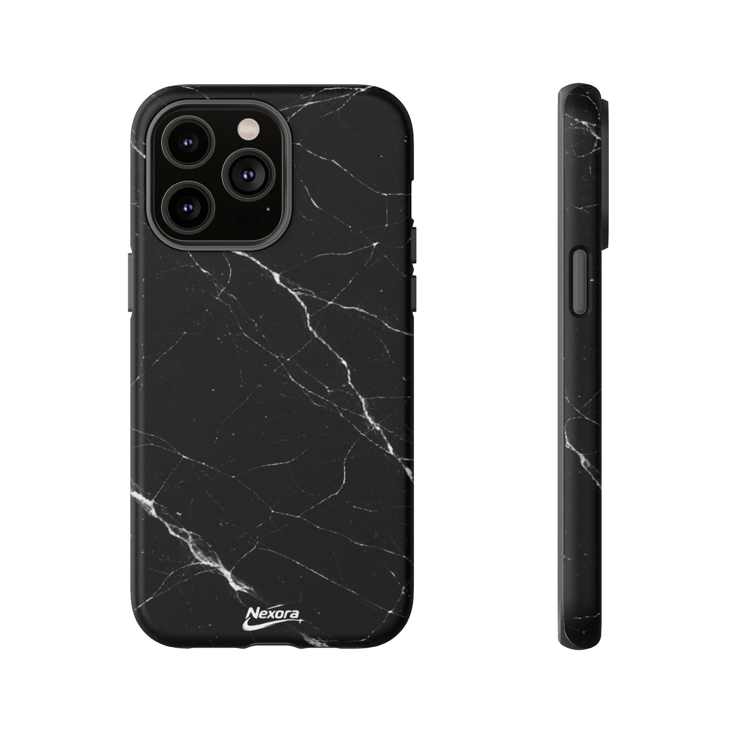 Nexora Black Marble Tough Phone Case — Slim Protective iPhone Cover