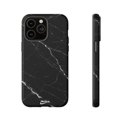Nexora Black Marble Tough Phone Case — Slim Protective iPhone Cover