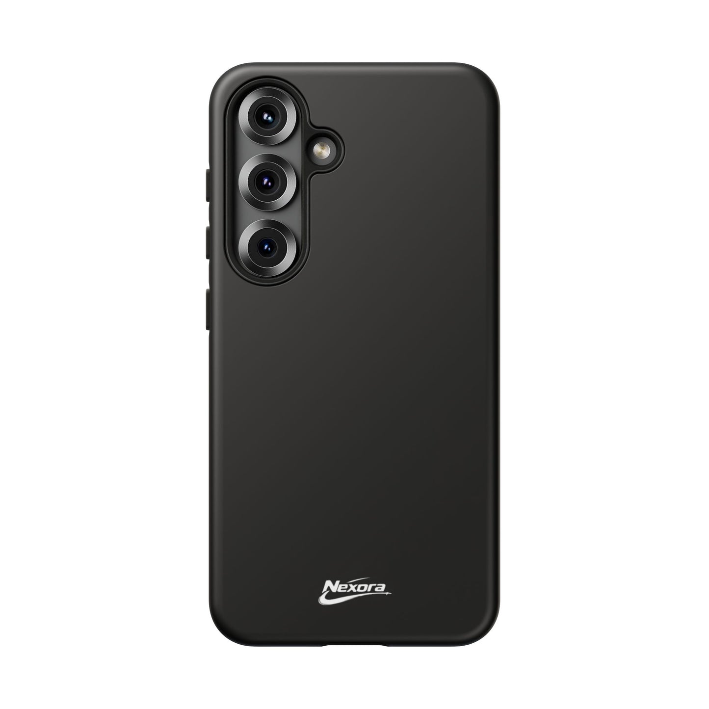 Nexora Black Tough Phone Case – Protective Slim Armor with Logo
