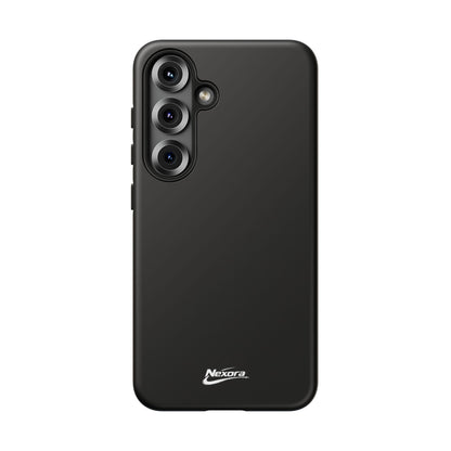 Nexora Black Tough Phone Case – Protective Slim Armor with Logo
