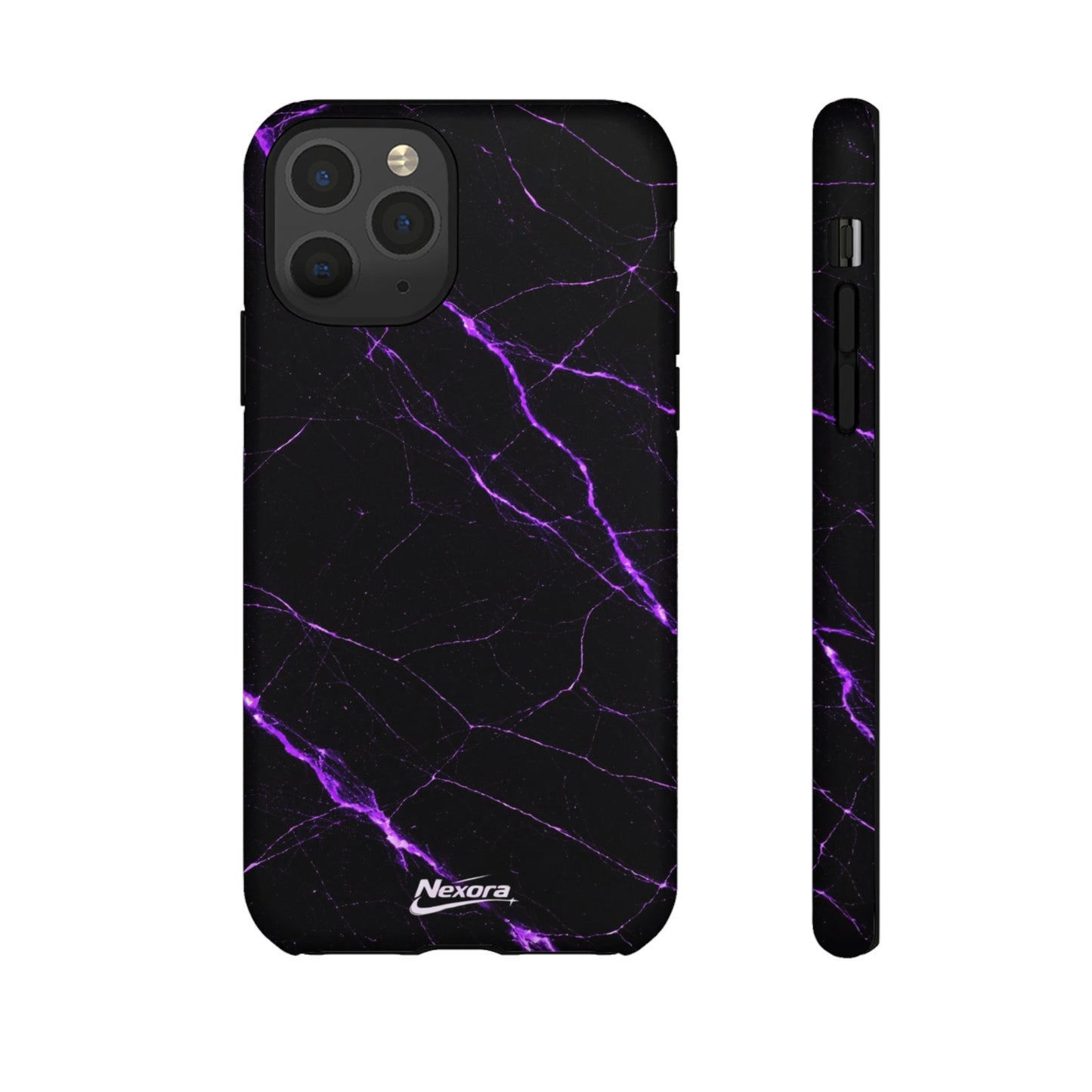 Nexora Purple Lightning Marble Phone Case — Tough Protective Phone Case