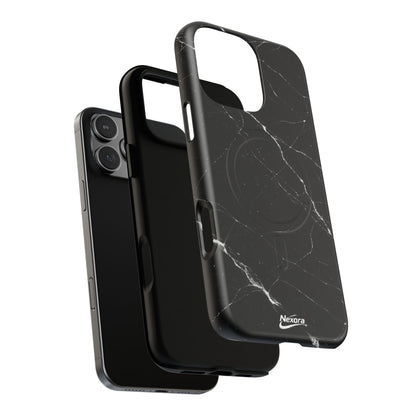 Nexora Magnetic Tough Phone Case - Black Marble Protective Cover