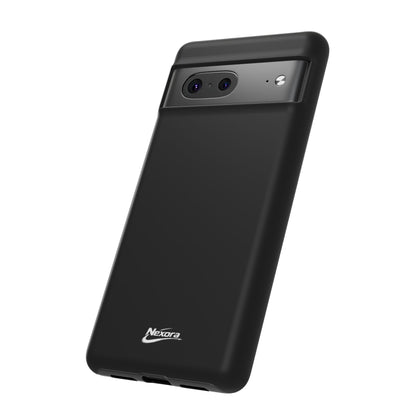 Nexora Black Tough Phone Case – Protective Slim Armor with Logo