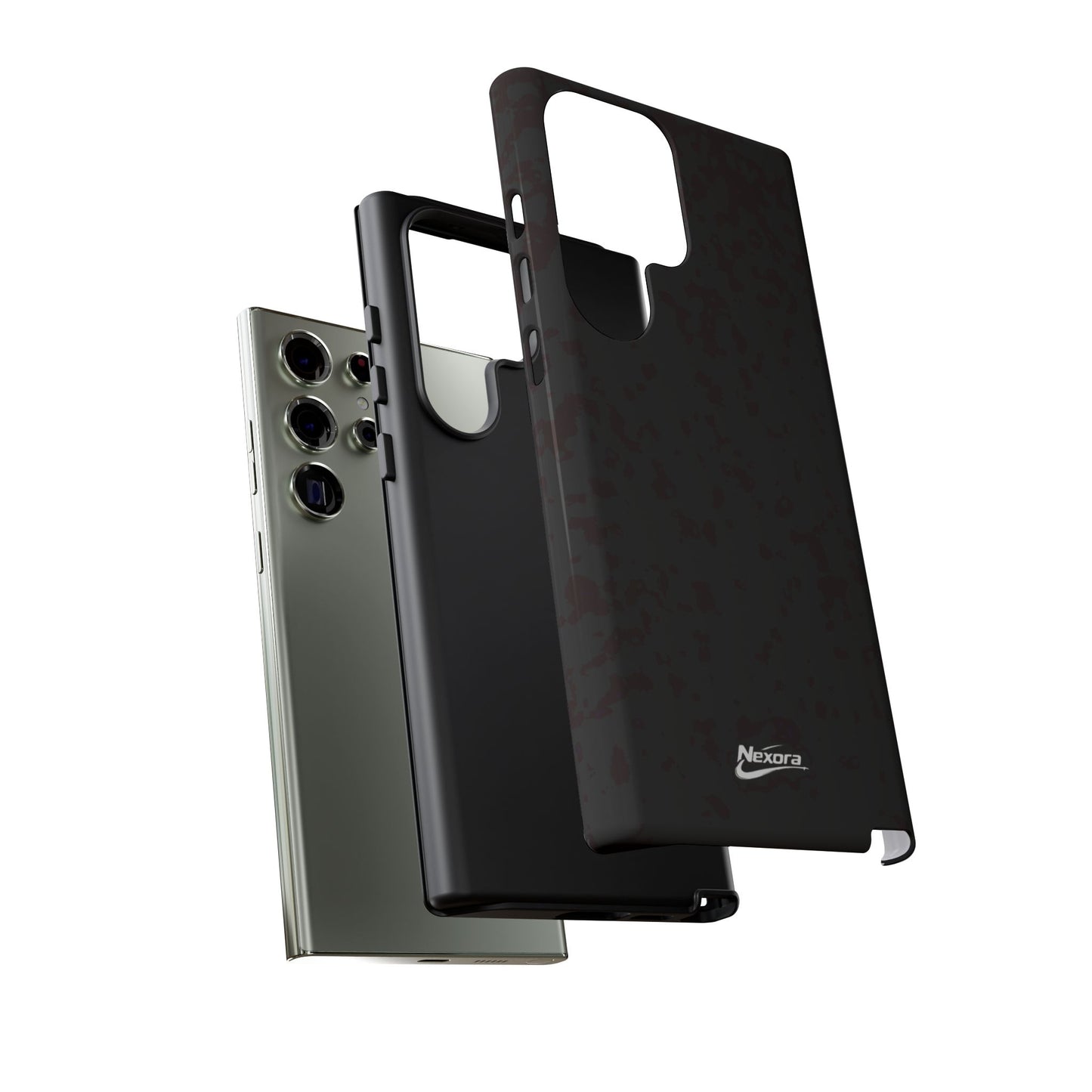 Nexora Black Tough Phone Case – Protective Slim Armor with Logo