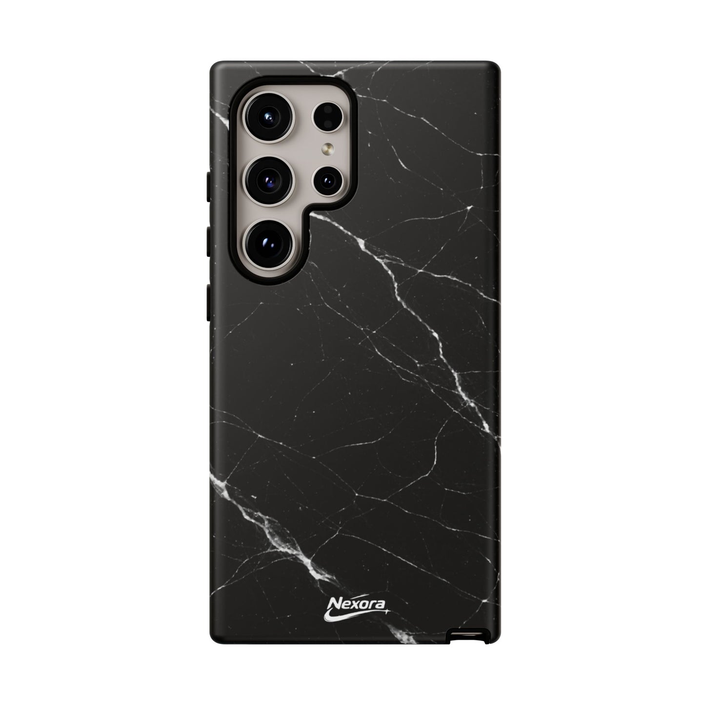 Nexora Black Marble Phone Case — Sleek Tough Protective Case with White Veining