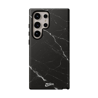 Nexora Black Marble Phone Case — Sleek Tough Protective Case with White Veining
